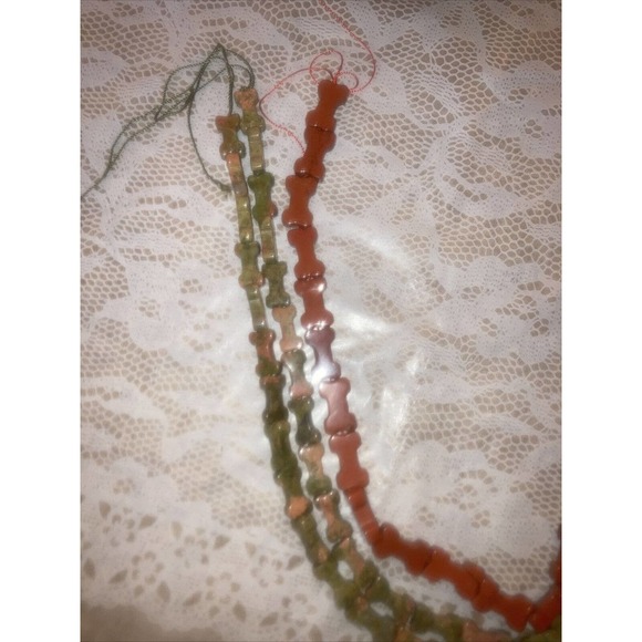 69 Ceramic Dog Bones Jewelry Making 1” & 7/8” Brown And Multicolor - Picture 2 of 4